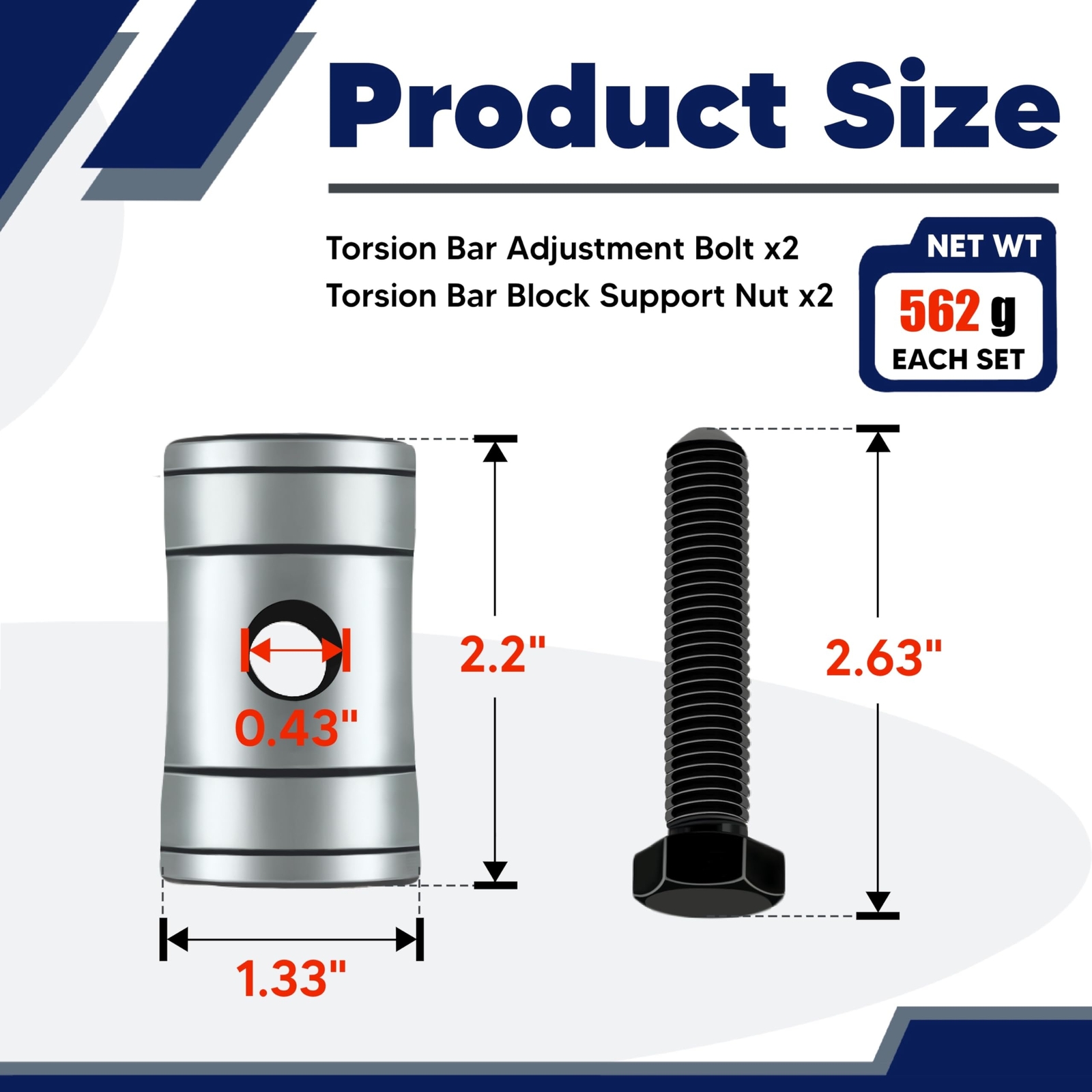 Torsion Bar Adjustment Bolt and Lock Nut Fit for Chevrolet Silverado Tahoe GMC
