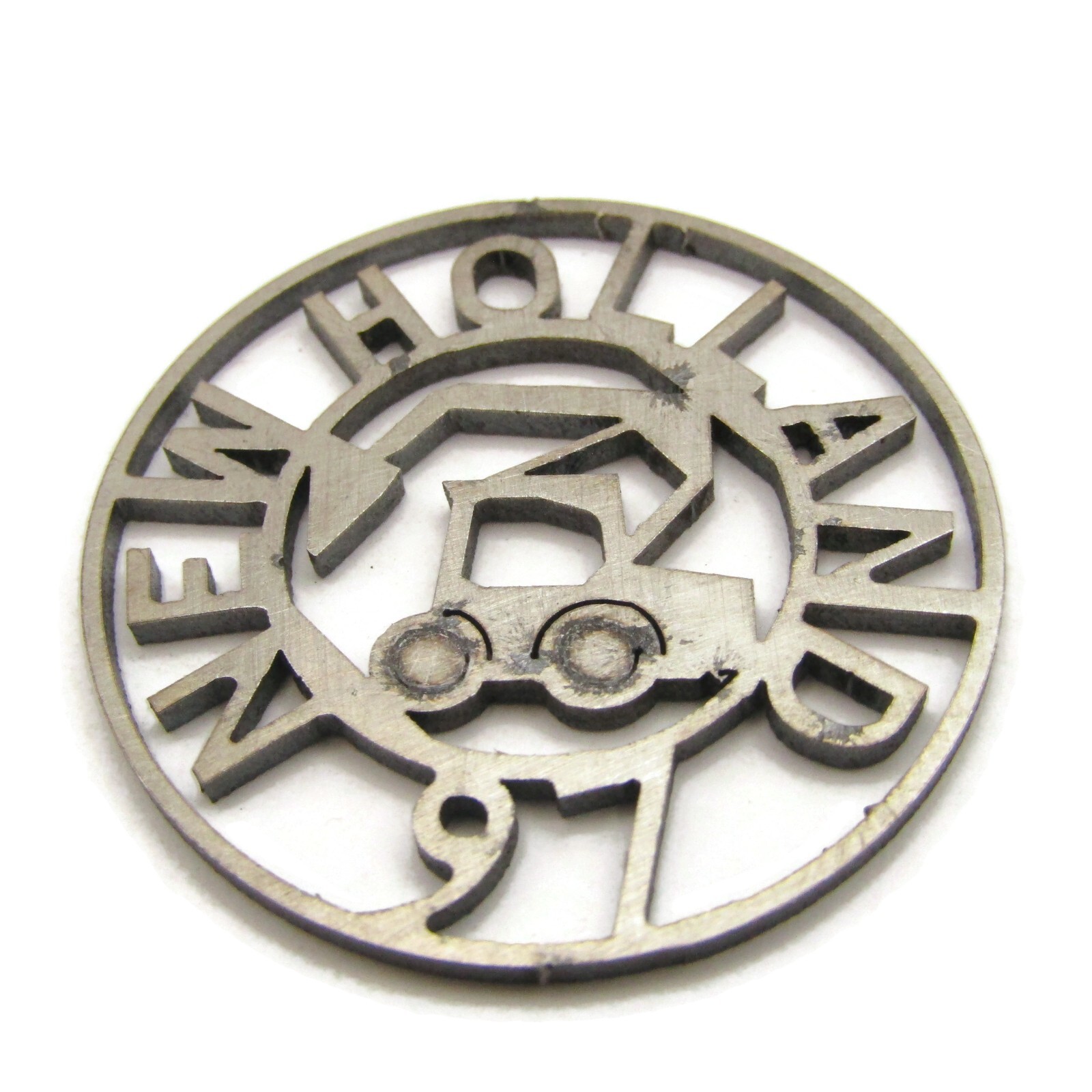 Vintage 1997 New Holland Excavator Metal Cutout Medallion Advertising Promo
