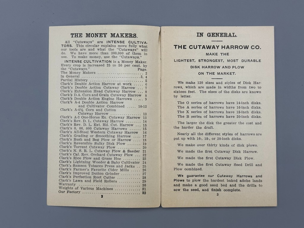 c 1900 CUTAWAY HARROW Machinery FARM Advertising HIGGANUM CONNECTICUT Illustrate