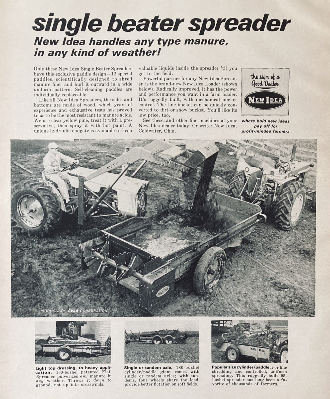 1965 AD.(XH27)~NEW IDEA CO. COLDWATER, OHIO. SINGLE BEATER SPREADER