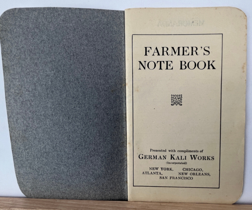 1913 German Kali Works Farmer&rsquo;s Notebook Potash Unused Excellent Condition