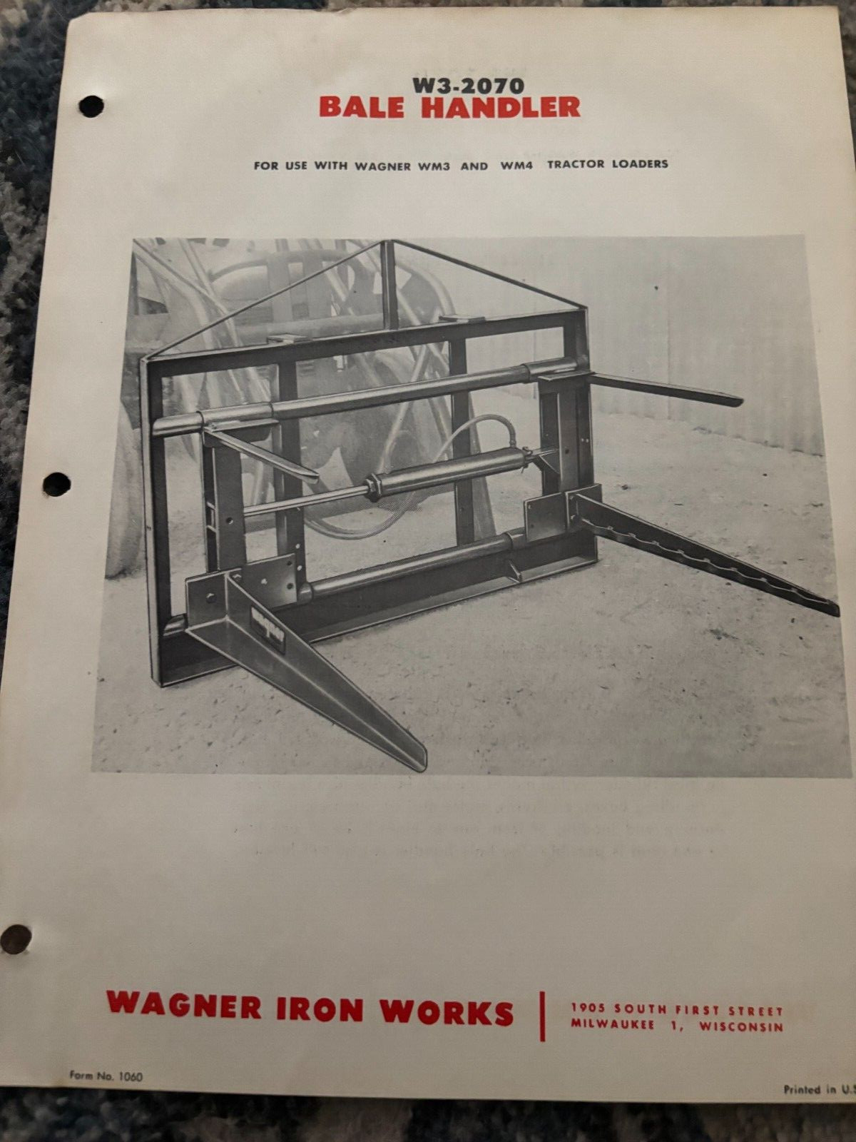 Wagner Iron Works W-2070 Bale Handler Brochure FCCA25