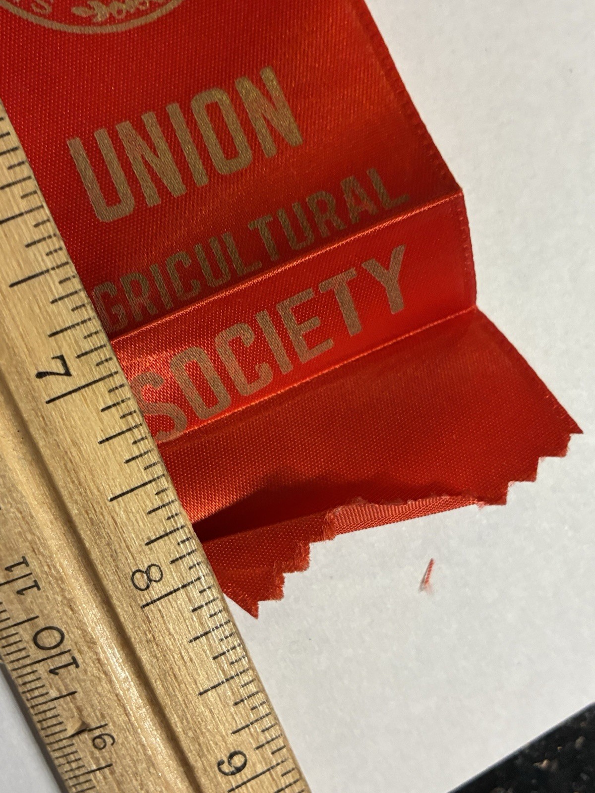 VINTAGE UNION AGRICULTURAL SOCIETY SECOND PREMIUM RIBBON – CONNECTICUT