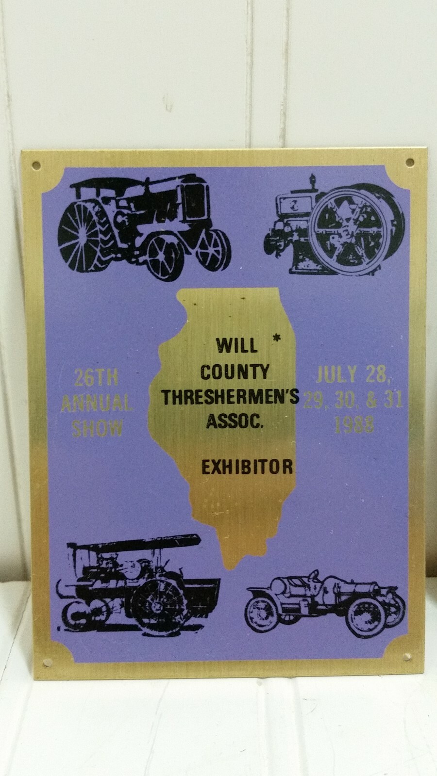 Tractor & Antique Engine Show EXHIBITOR PLAQUE Lot Illinois Ohio Exibit Brass