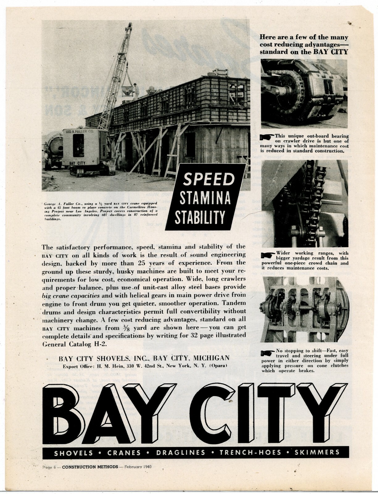 1940 Bay City Shovels Ad: George A. Fuller Co. Carmelitos Housing Project, LA CA