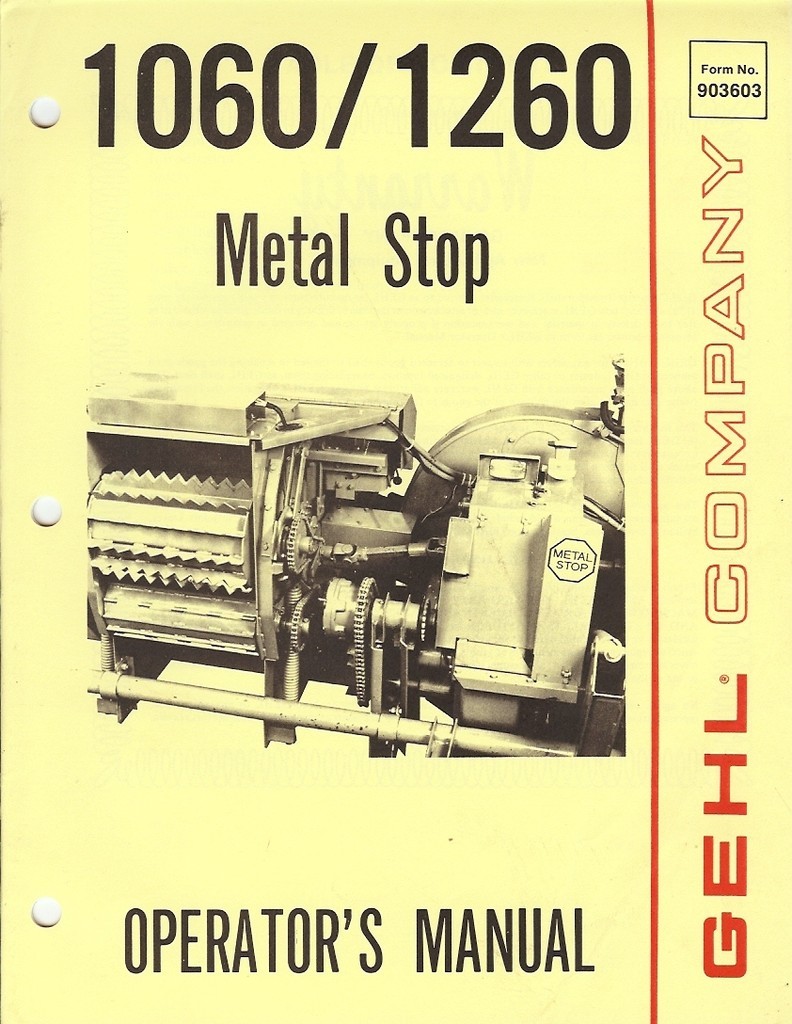 Farm Manual – Gehl – 1060 1260 – Metal Stop – 1985 (FM100)