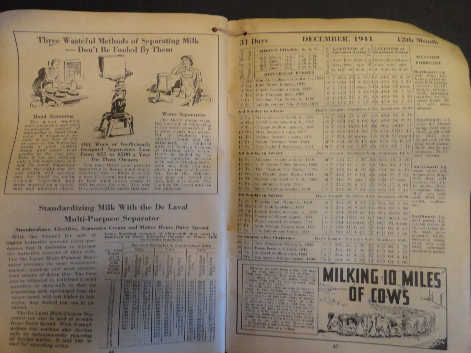 1941 DE LAVAL HANDY REFERENCE YEARBOOK DAIRY FARM SEPARATOR MILKER ARCADIA WI