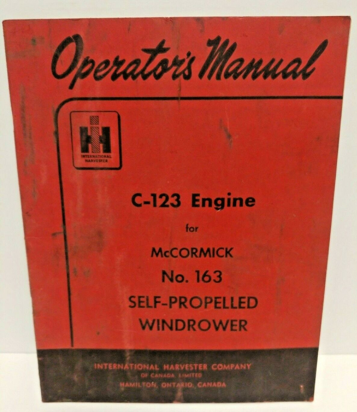 C-123 Engine McCormick No 163 Self-Propelled Windrower I-H Operator&rsquo;s Manual