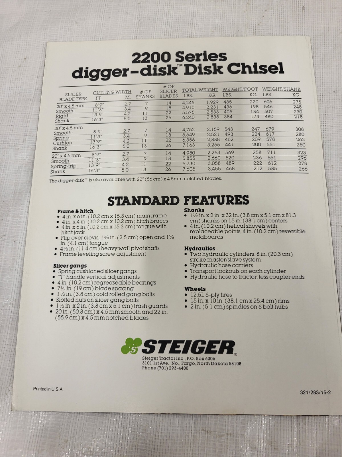 Original Steiger Digger-Disc Brochure Tractor