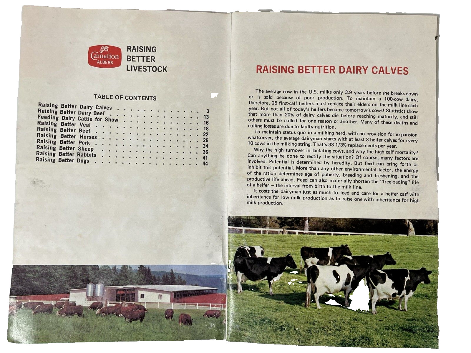 1975 Carnation Albers Raising Better Livestock Book Vintage Ohio Farm Advertisin