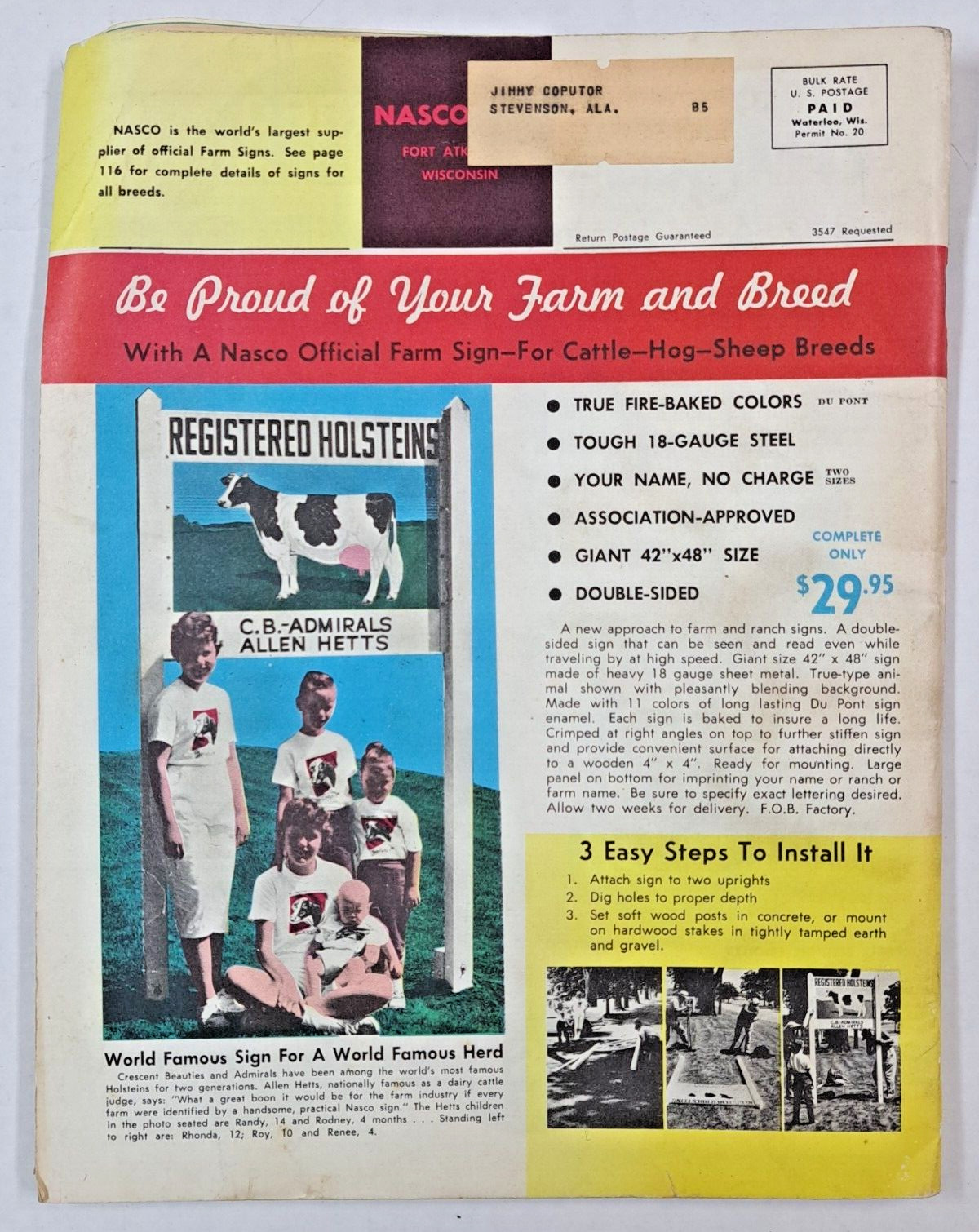 VTG 1962 NASCO Catalog #89 farm, equine, livestock, tools, tractor, implement