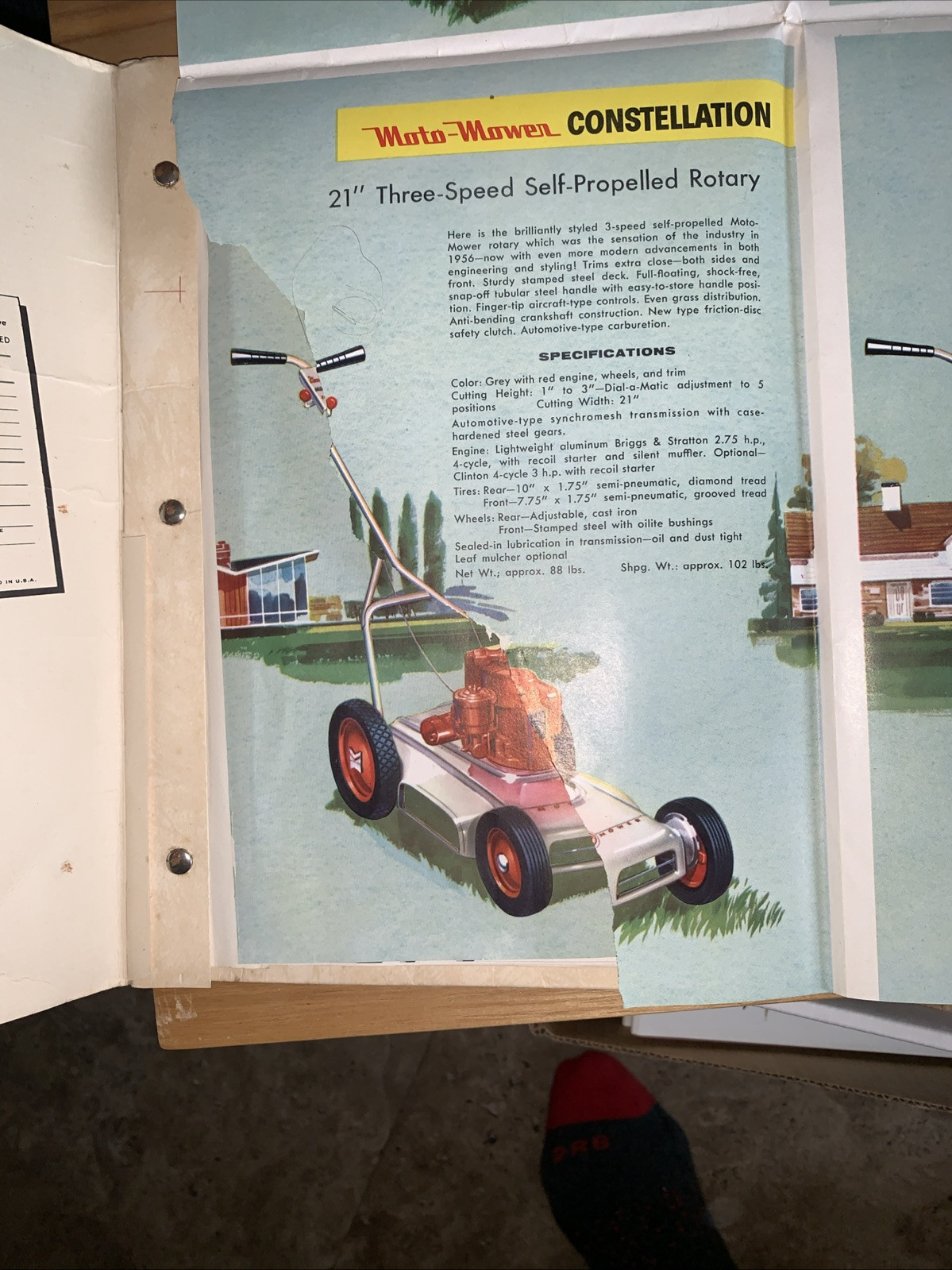 1957 MOTO-MOWER Co REEL LAWN MOWER Vintage Dealer promo ADVERTISE package tear