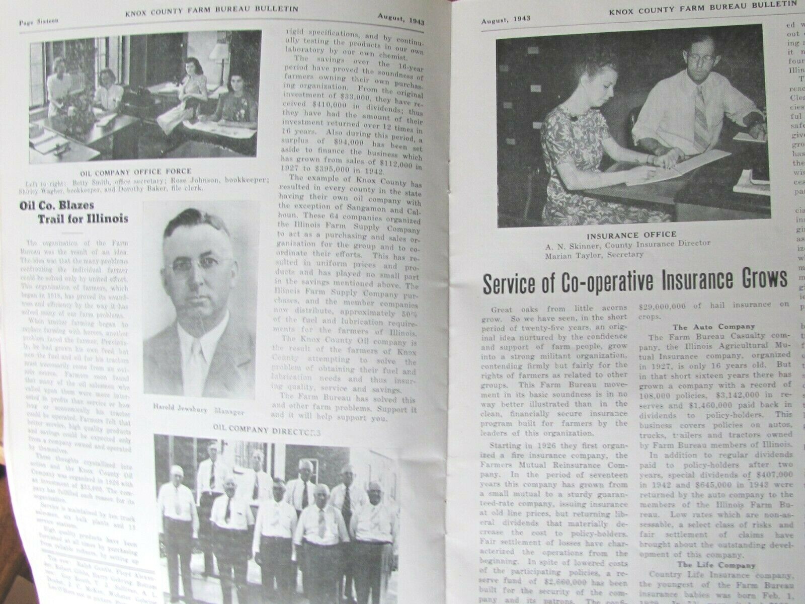 KNOX COUNTY ILL FS FARM BUREAU 25 & 40 YEARS ANNIVERSARY MAGAZINE 1943 & 1958