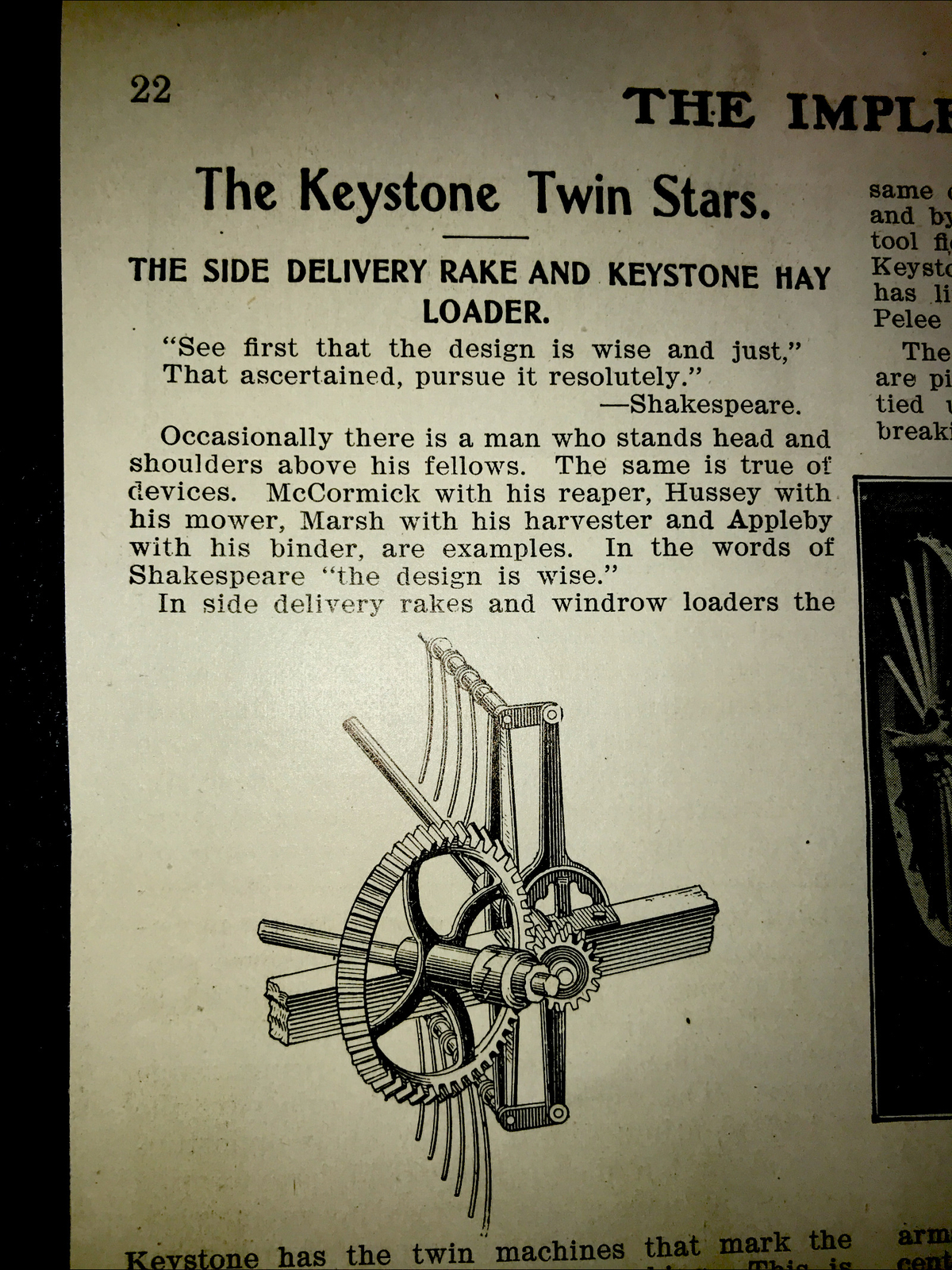 1903 Keystone Farm Implement Advertising – Photo & Article Sterling – Illinois