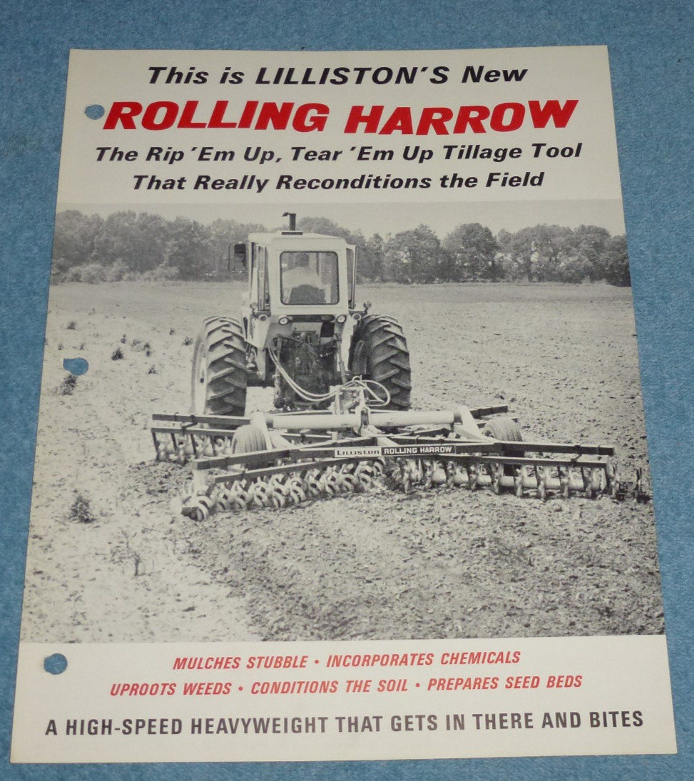 Vtg 1969 Lilliston 4000 Series Rolling Harrow Farm Equipment Brochure Price List