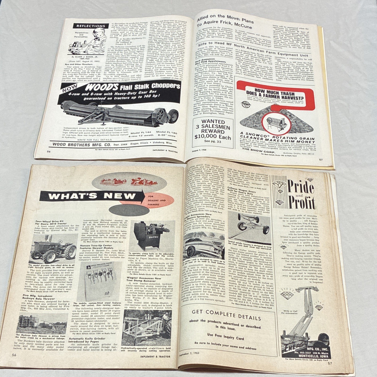 Lot of 4 Vintage Implement and Tractor magazines. 1963, 1968, 1975, 1989