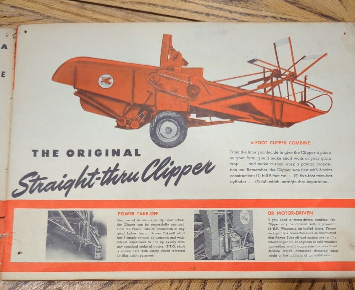 Massey Harris 1950&rsquo;s Combine Sales Booklet Full Color Lot Of 2 Combine Pts &Man