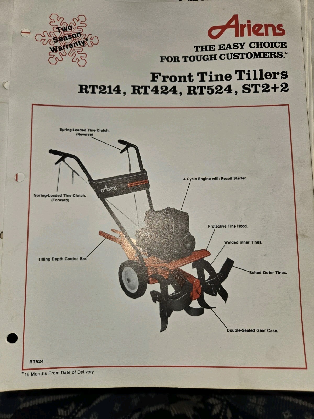 8 VINTAGE ARIENS DEALERSHIP ADVERTISING BROCHURES TILLERS TRACTORS RIDERS PUSH