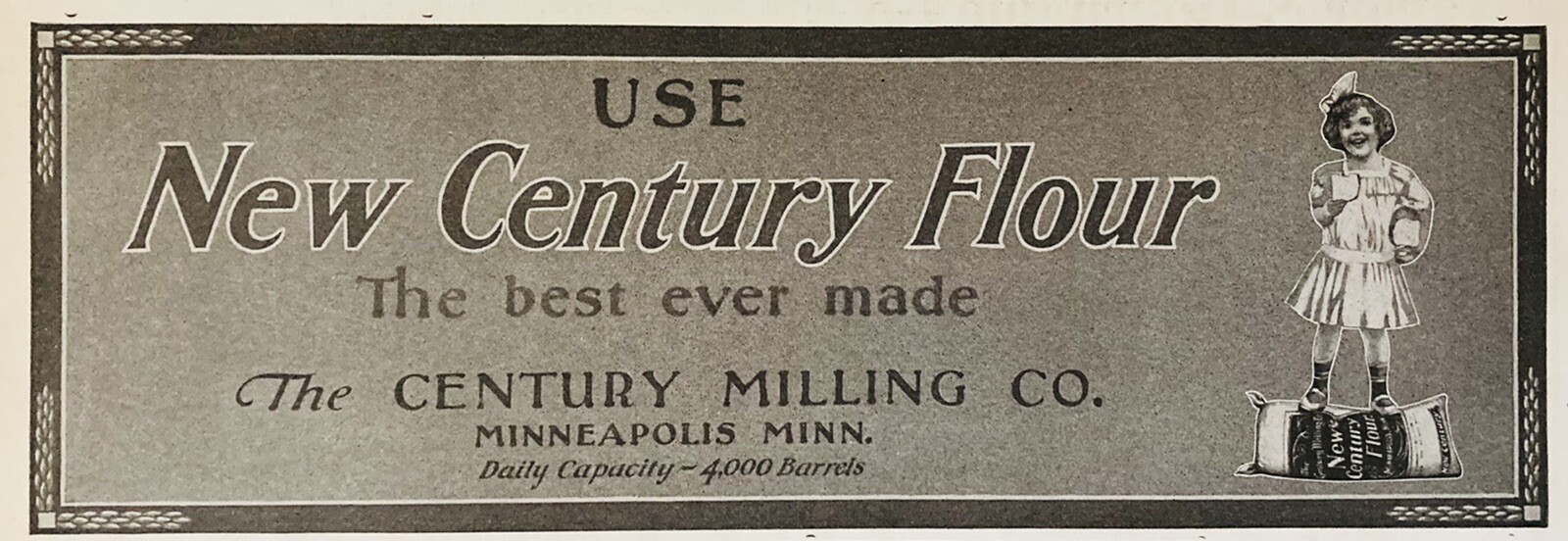 1919 AD.(XH23)~CENTURY MILLING CO. MINNEAPOLIS, MINN. NEW CENTURY FLOUR