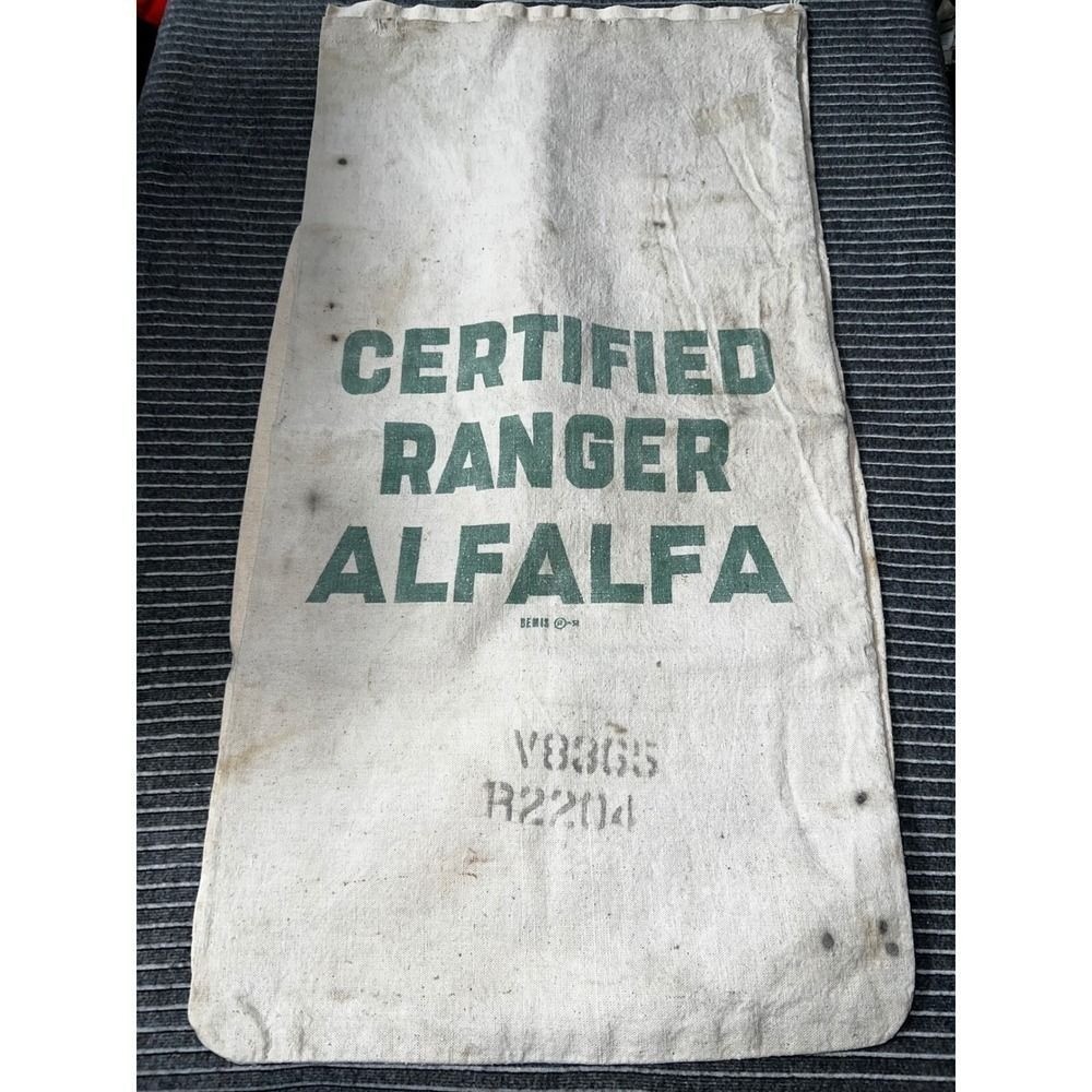 Vintage Bemis Chase Alfalfa Seed Bags Cotton Canvas Farmhouse Decor Lot of 2