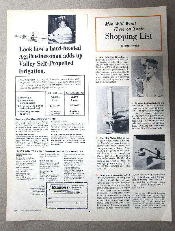 Original 1963 Irrigation Ad Features Don Slaughter of Lubbock Texas
