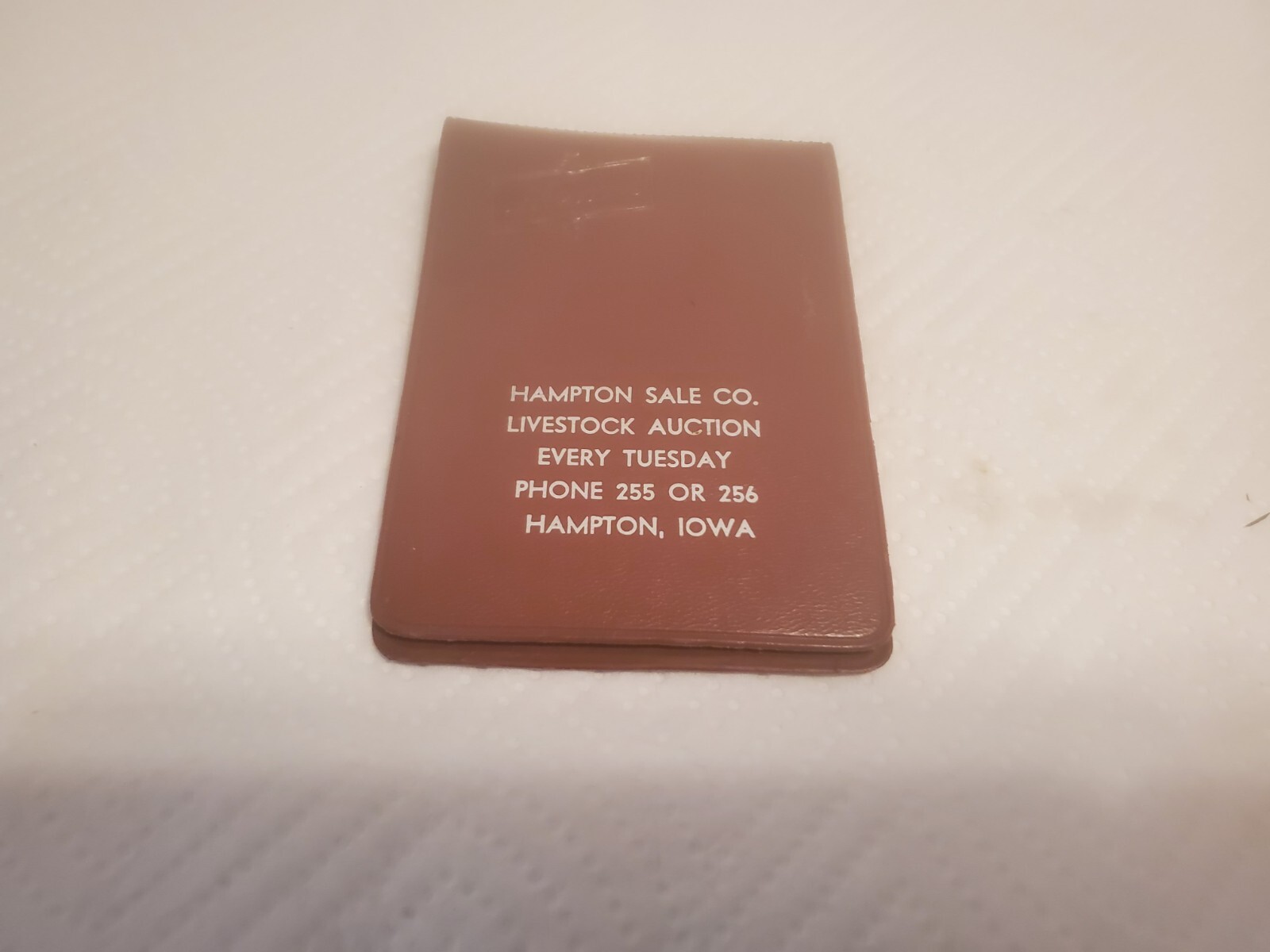 Vinyl memo book Hampton sale company Hampton iowa livestock auction notes