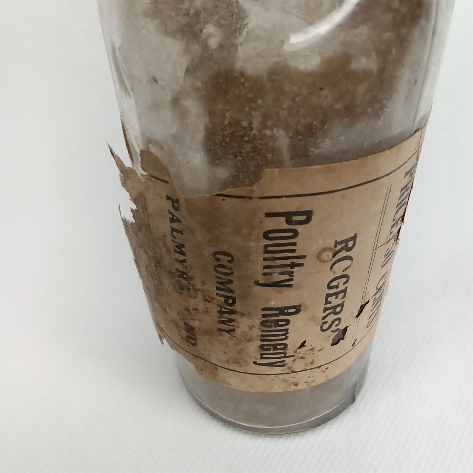 Antique 1920s Veterinary Advertising Glass Bottle With Paper Label New Arrival