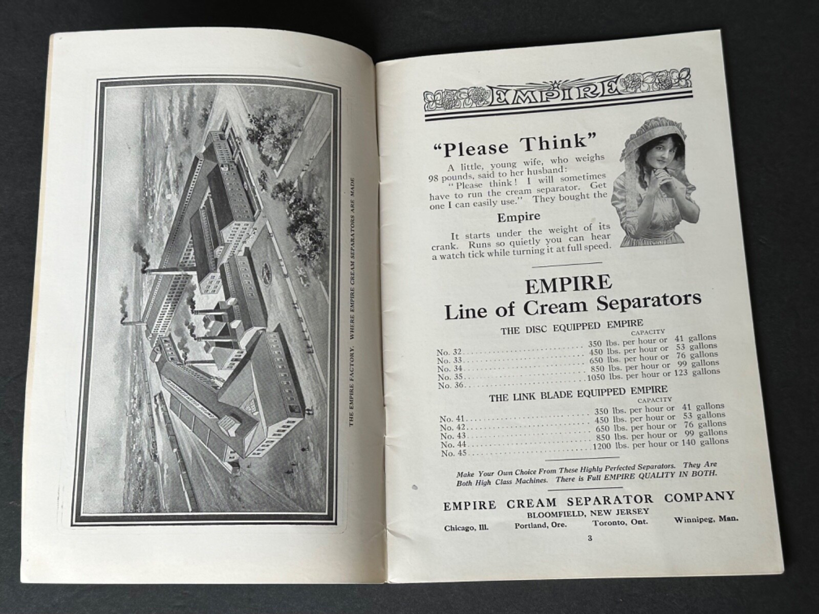VINTAGE Advertising Catalog Dairy Machinery Empire Cream Separator Company 1914