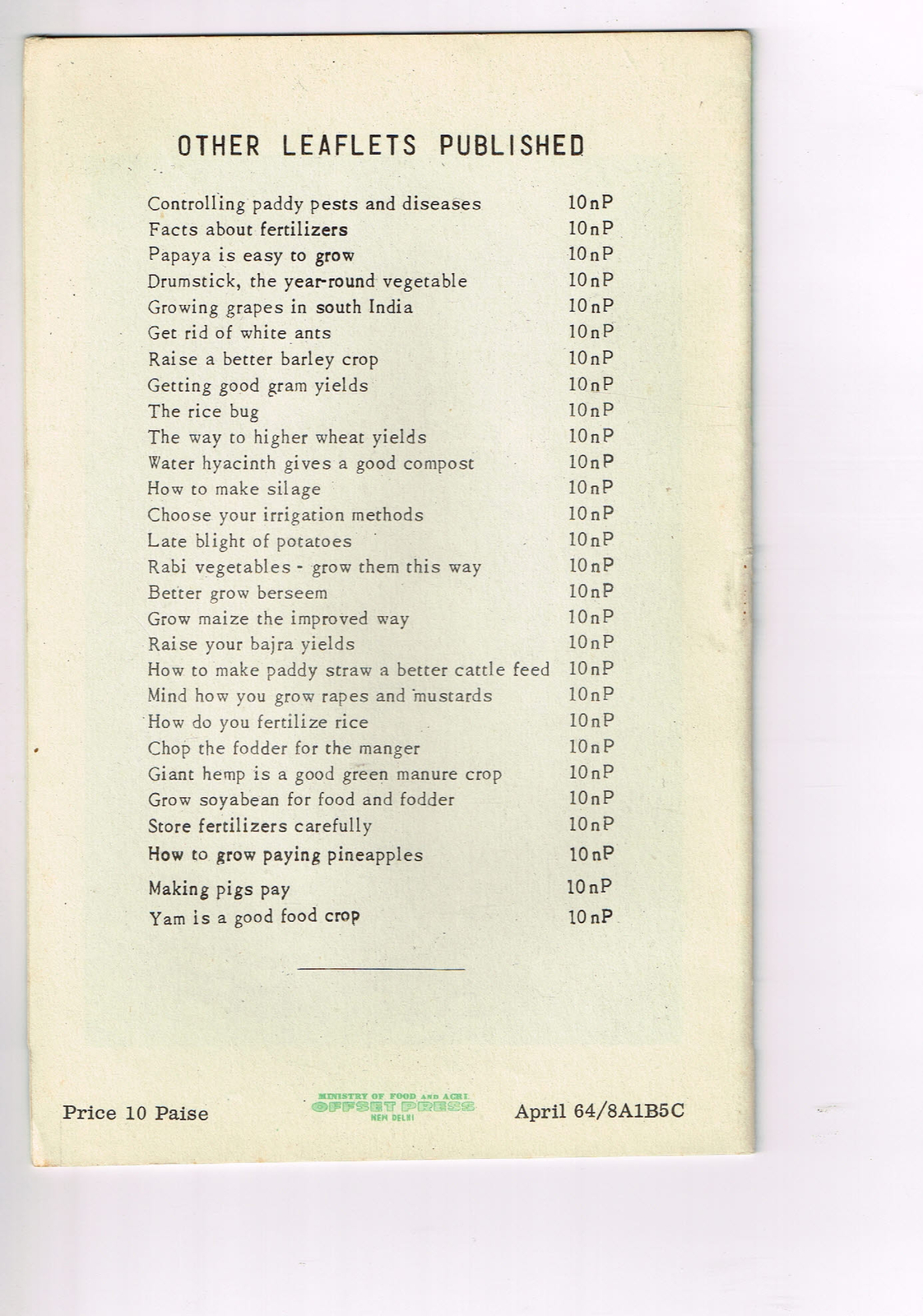 Vintage 1960s Farm Brochure India New Delhi Raise a Kitchen Garden