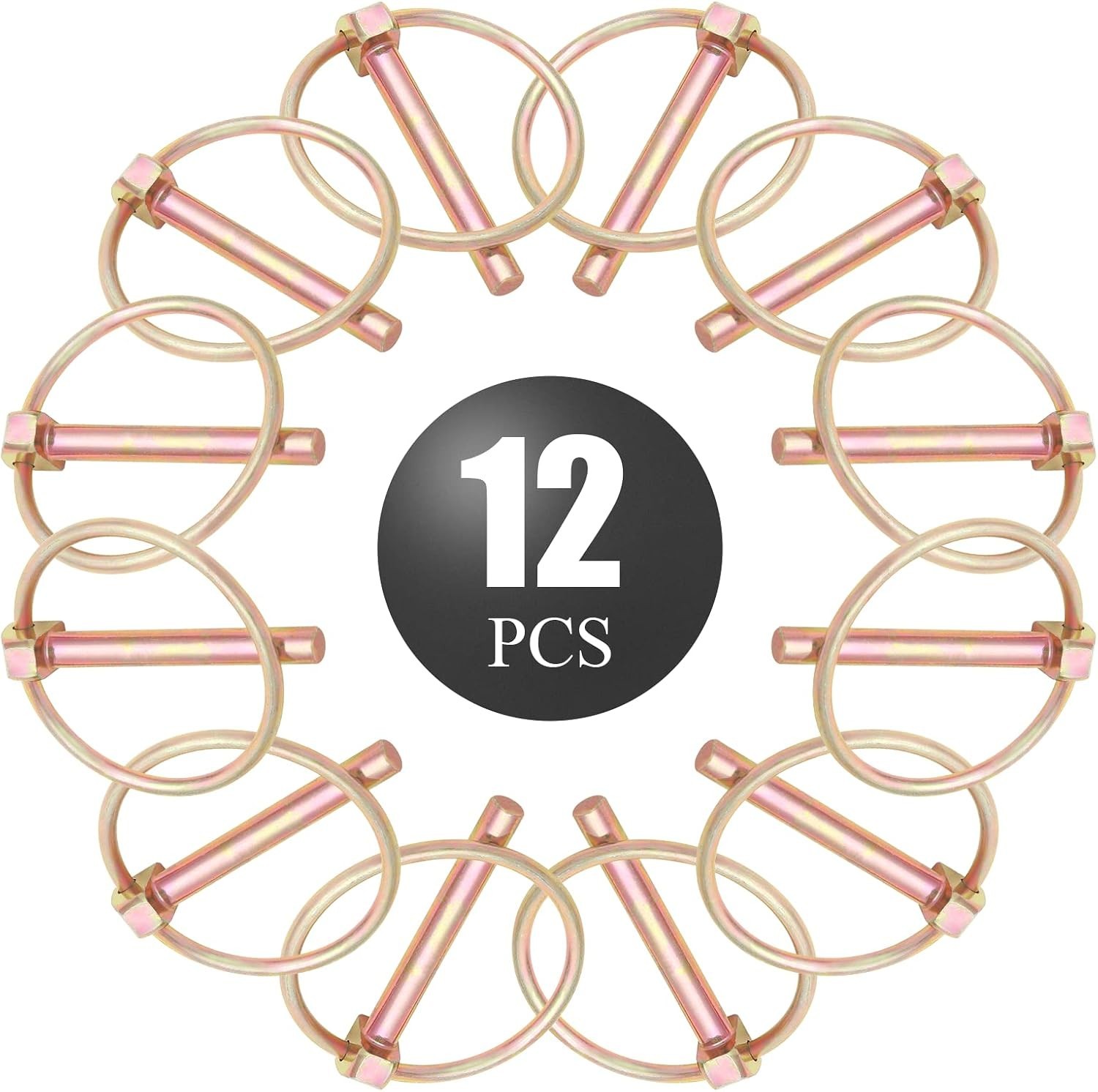 12Pcs 1/4 Inch Locking Pin with Ring, Round Hitch Pin Assortment Kit, Secure …