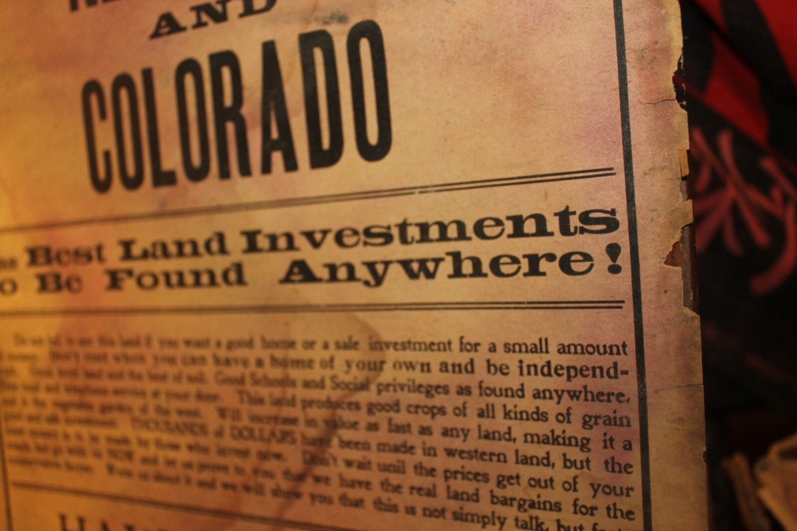 Antique Western Land Sale Handbill Poster Hawkins Bros Lincoln Nebraska Colorado
