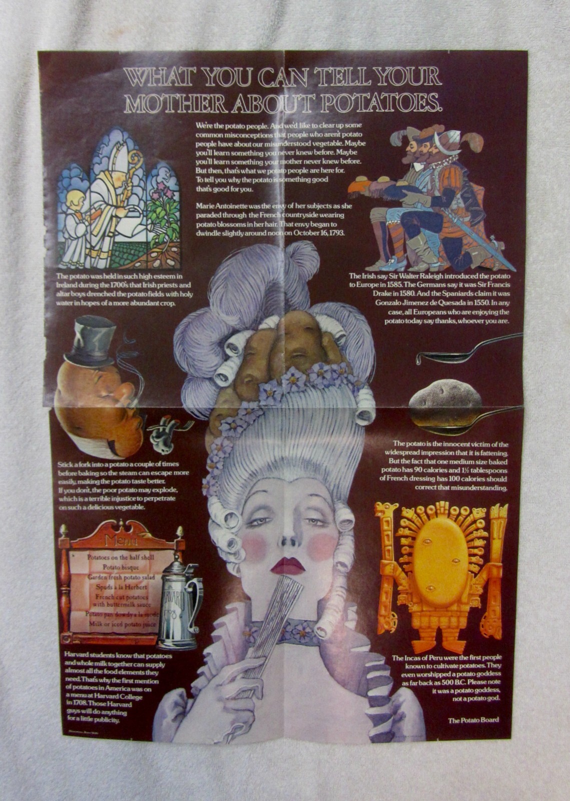 Vintage 1973 ALL ABOUT POTATOES Print POSTER 14.5&Prime; X 21.5&Prime; FUN Advertising!