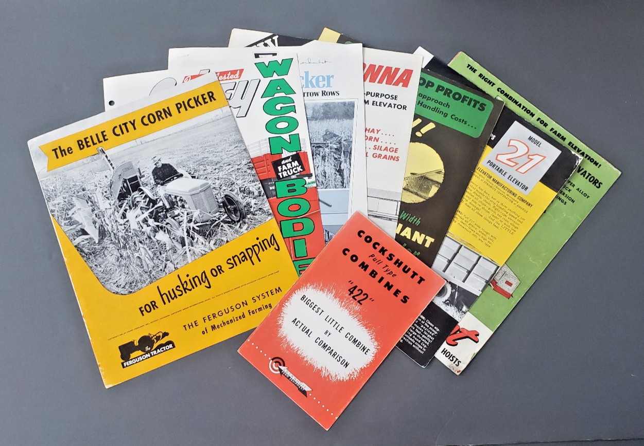 vtg LOT Farming Brochures Cockshutt Cobey Stan-hoist Owatonna Ferguson Tractor
