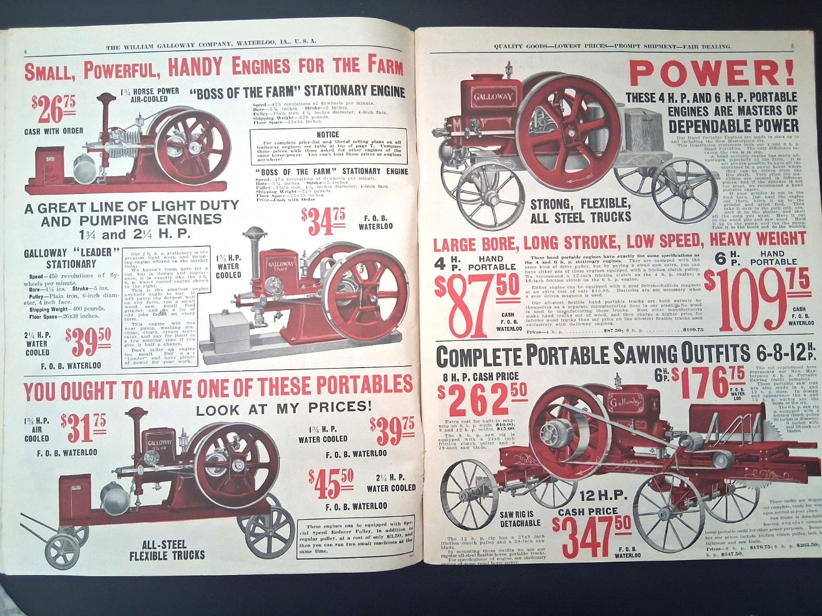 1915 Galloway Bros Iowa Catalog Farm Engines Cast Iron Stoves Clothes Color