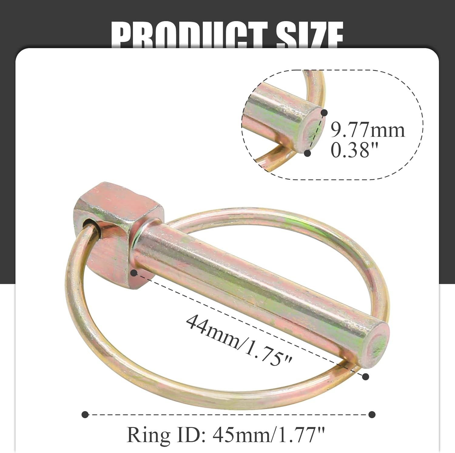 6Pcs 3/8 Inch Heavy Duty Lynch Pin with Ring Round Linch Pins Assortment Kit New