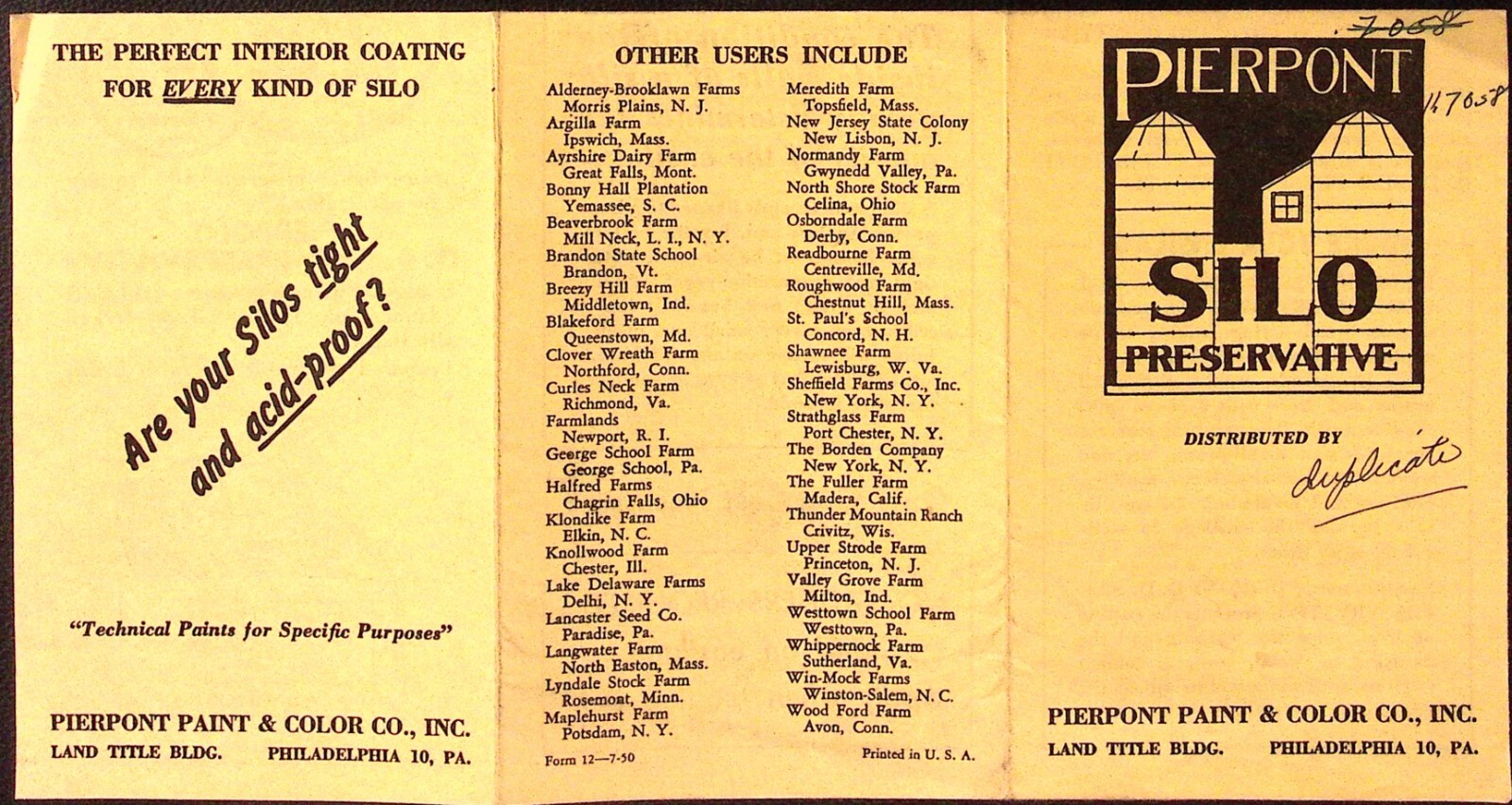 1950s Pierpoint Silo Preservative Brochure Pierpoint Paint & Color Co