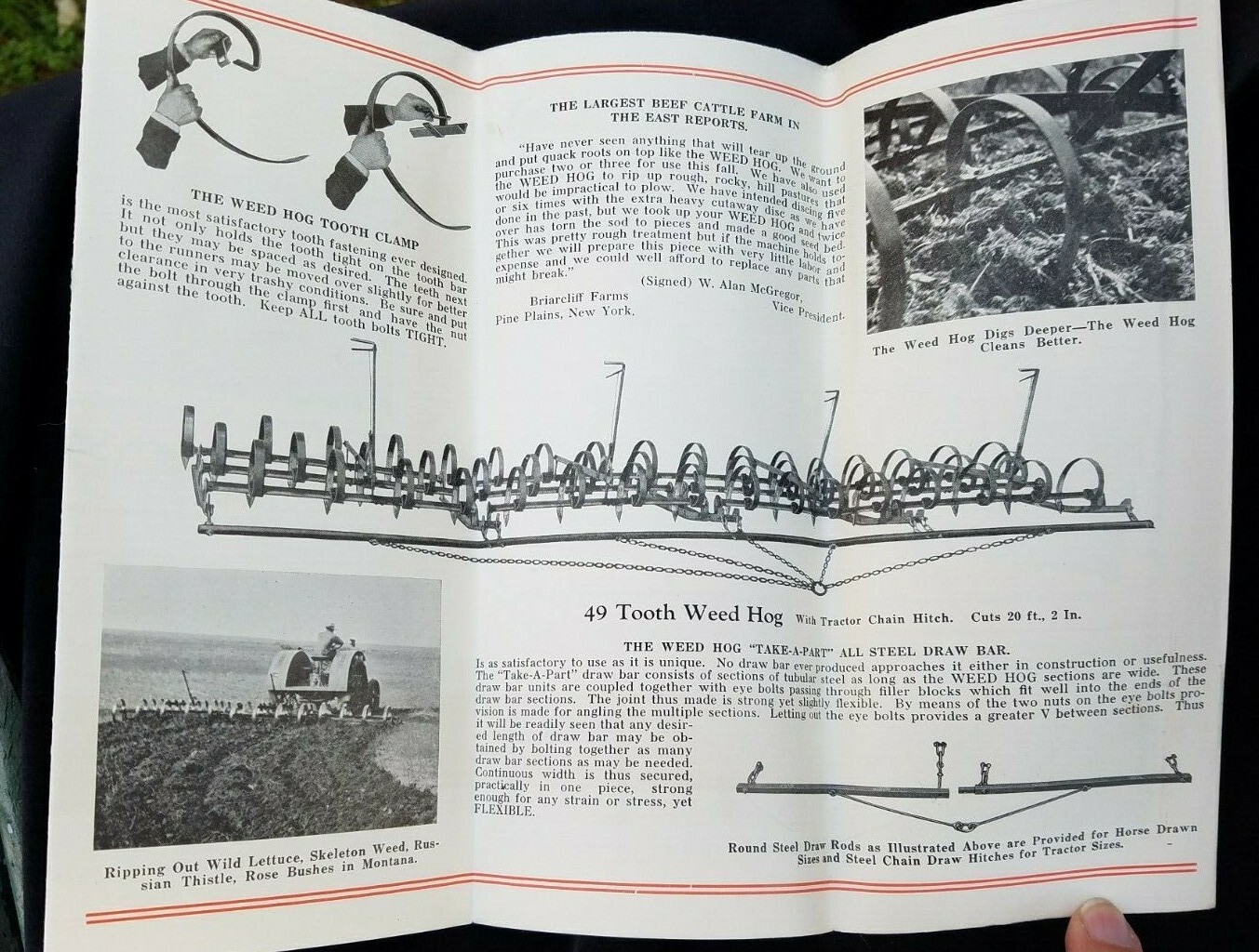 Old Farm Equipment Brochure Weed Hog Plow Harrow Babcock Mfg Leonardsville NY