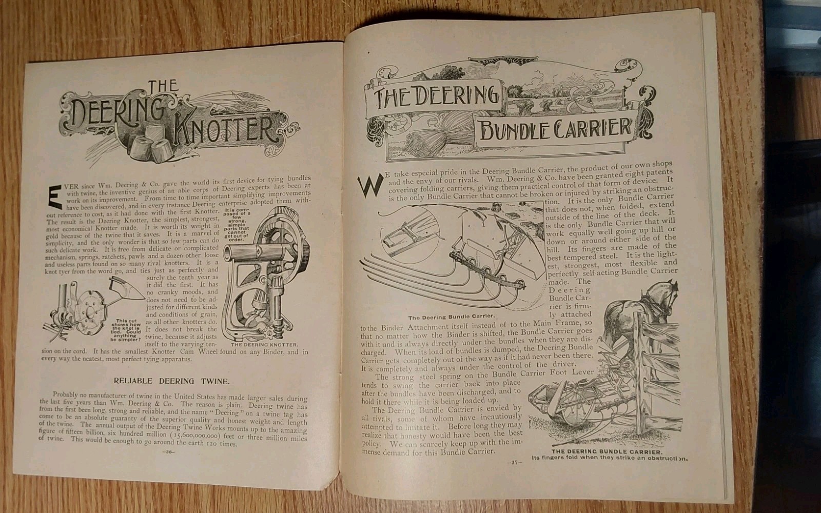 VINTAGE DEERING CO. CUTTING MACHINERY BOOKLET  »TRIUMPHS OF THE 19th CENTURY »