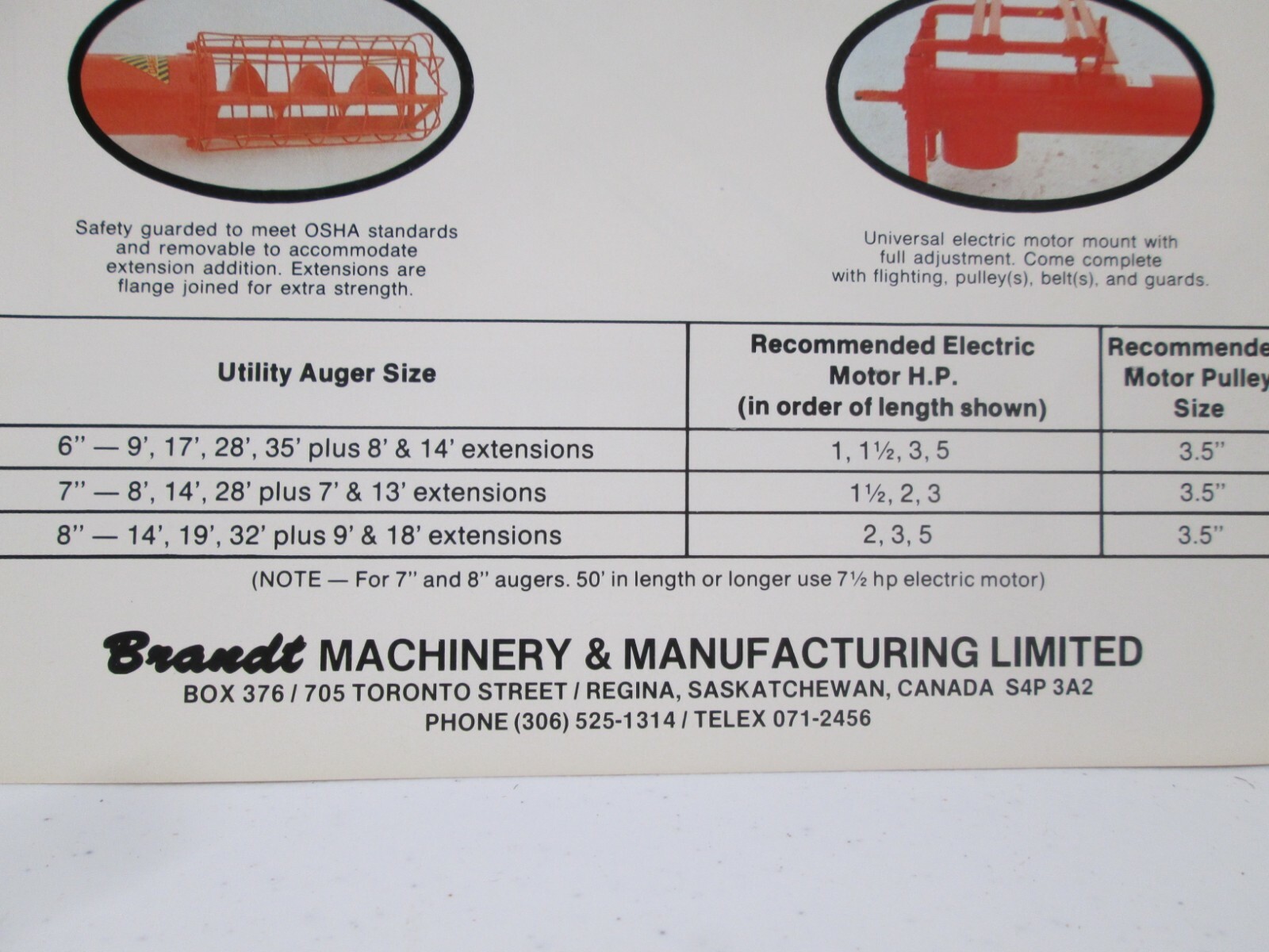 Brandt Machinery & Mfg Grain Handling Equipment Transport Augers Drill Brochure