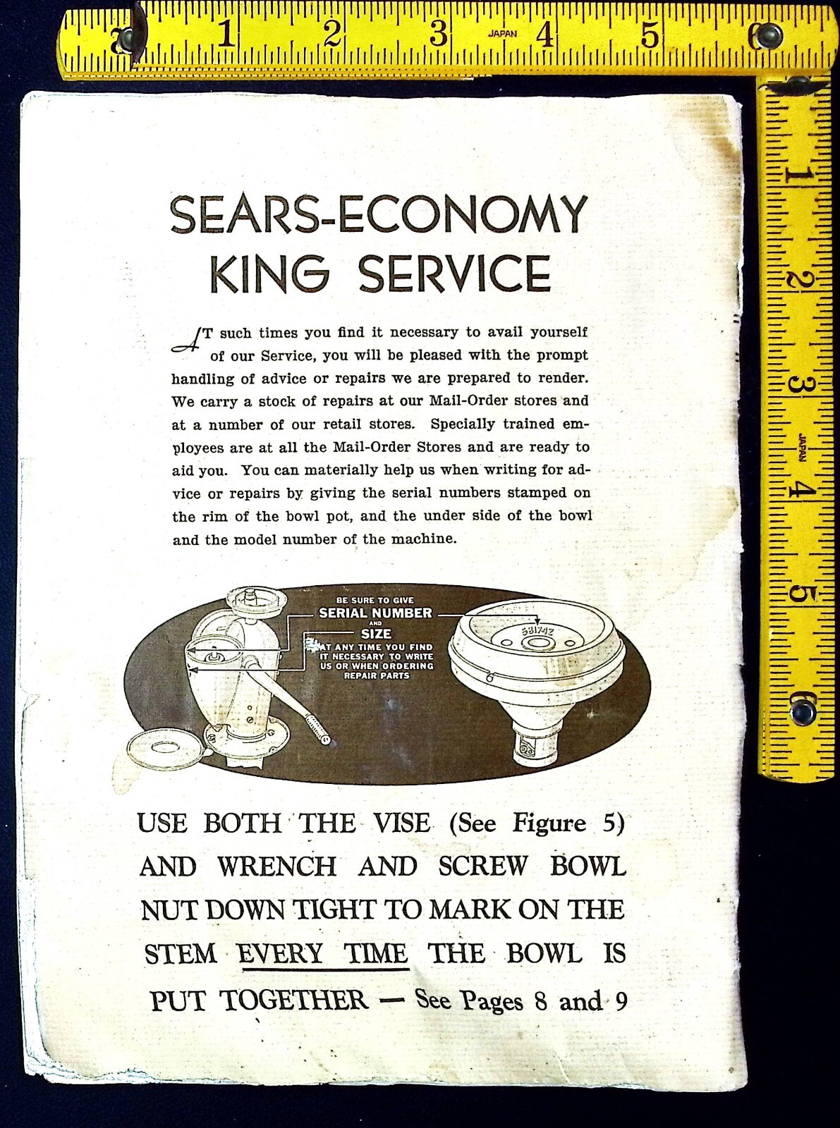 Sear, Roebuck – Economy King Cream Separator Instruction Manual – Vintage 1920&rsquo;s