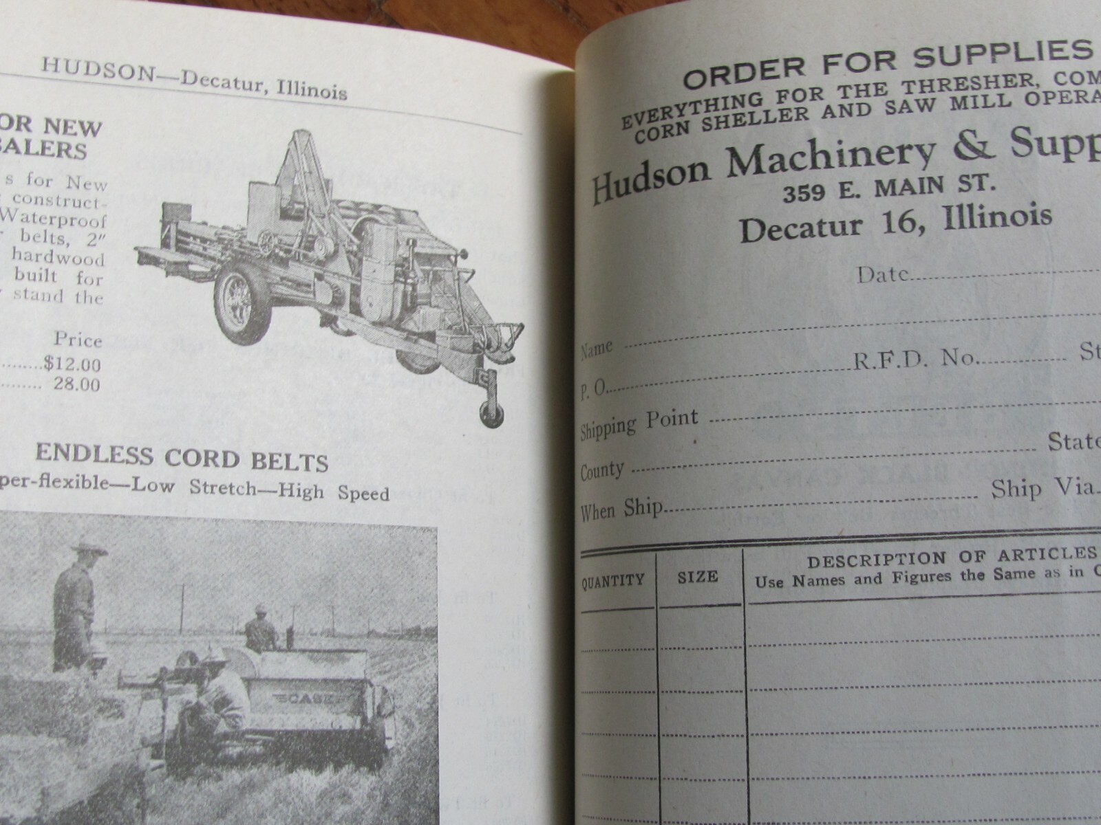 1946 CATALOG HUDSON DECATUR IL FARM MACHINERY & SUPPLY TRESHER