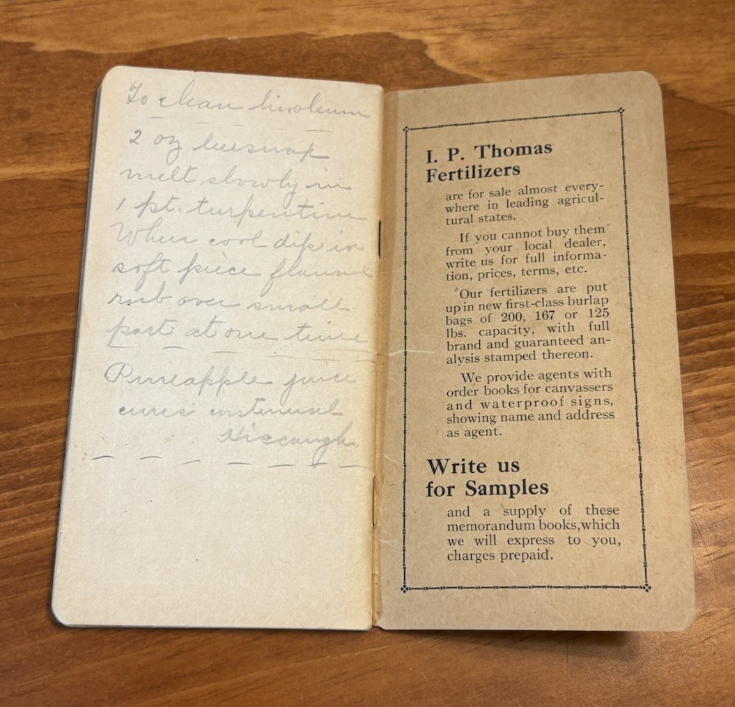 Antique 1920 I.P. Thomas Fertilizer Salesman Brochure & Notepad. Handwritten Ins