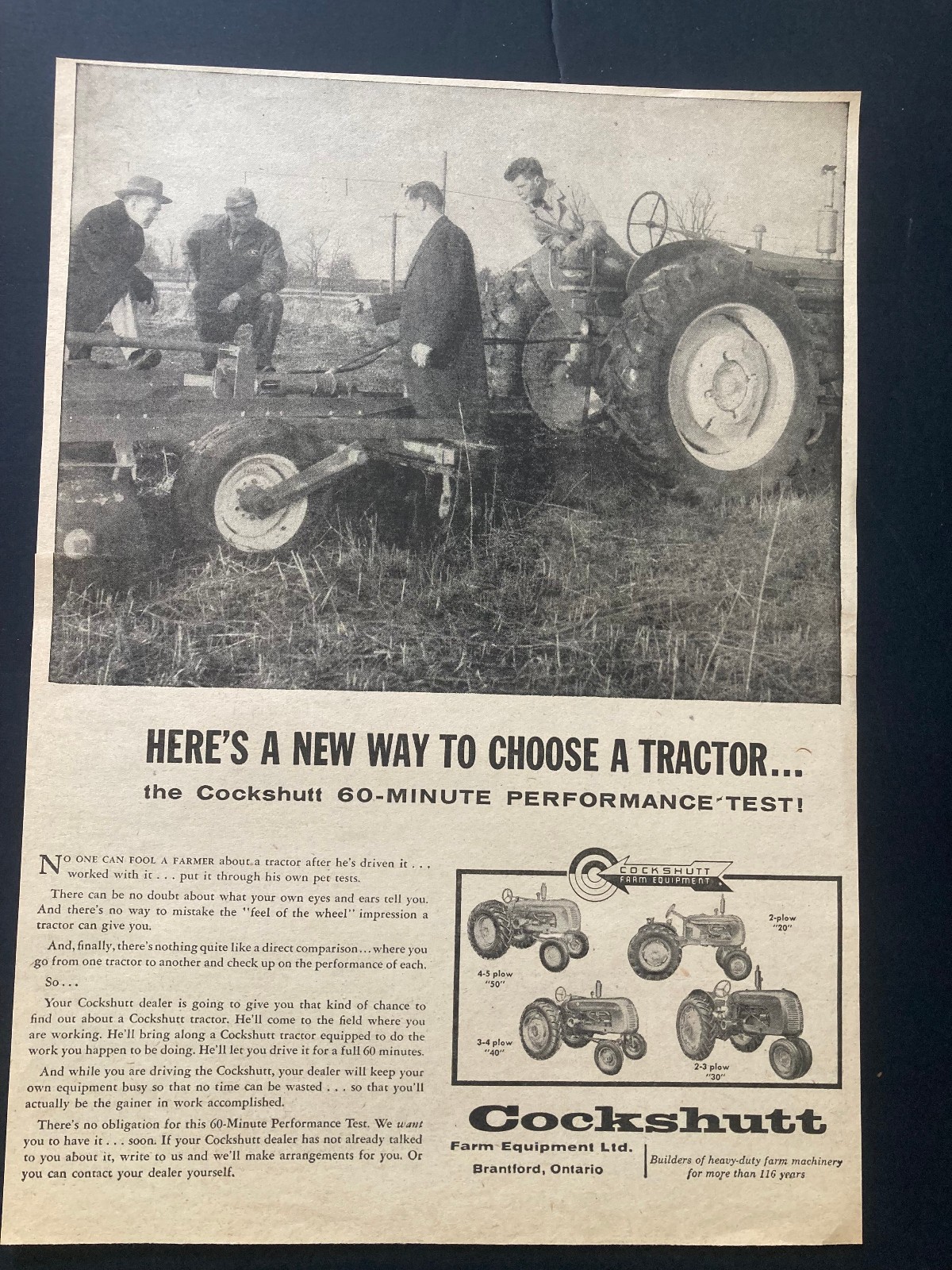 1955 CANADIAN COCKSHUTT TRACTOR AD CANADA MODEL FULL LINE