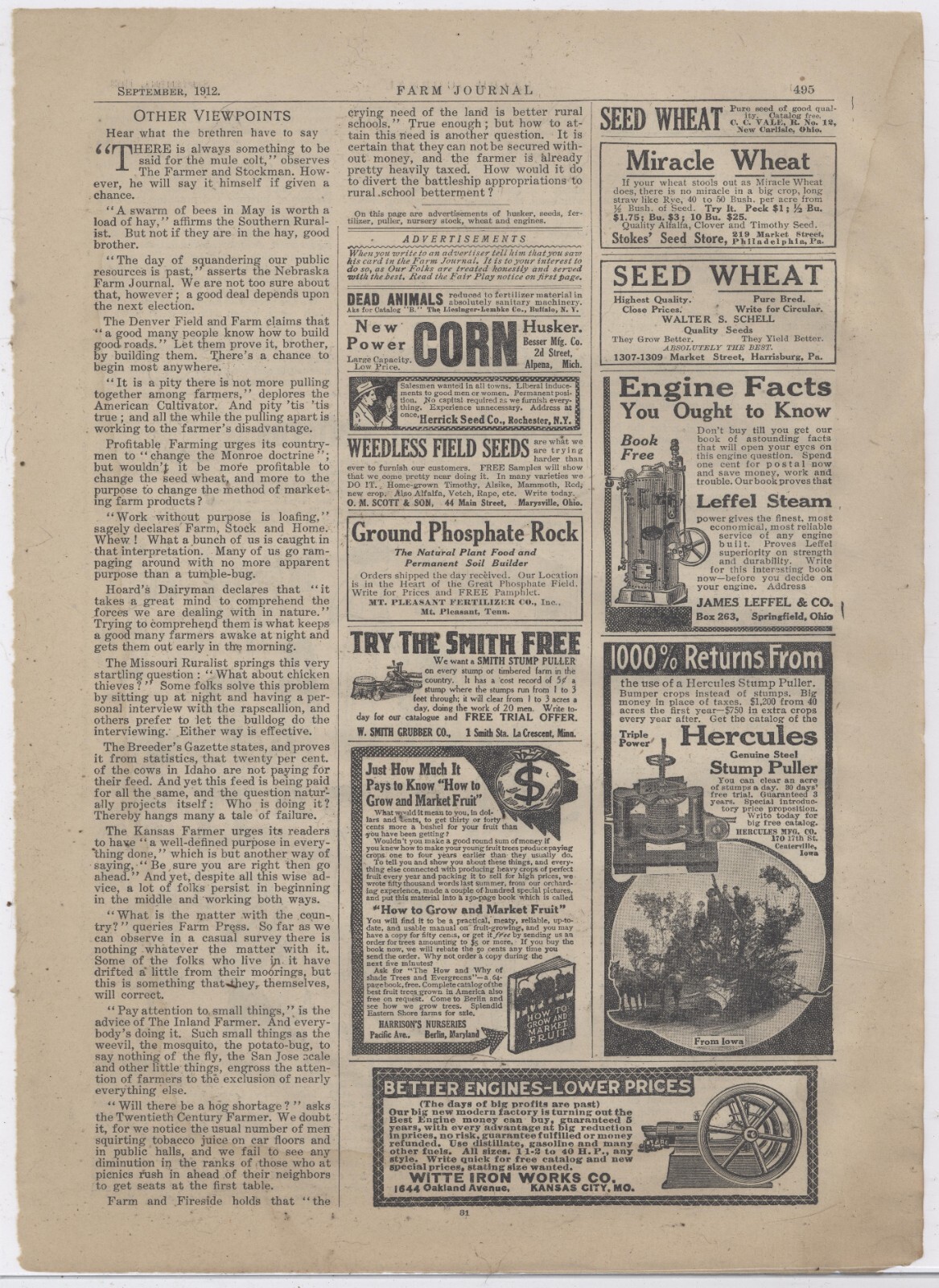 1912 Witte Iron Works Ad: Better Engines, Lower Prices – Kansas City, Missouri