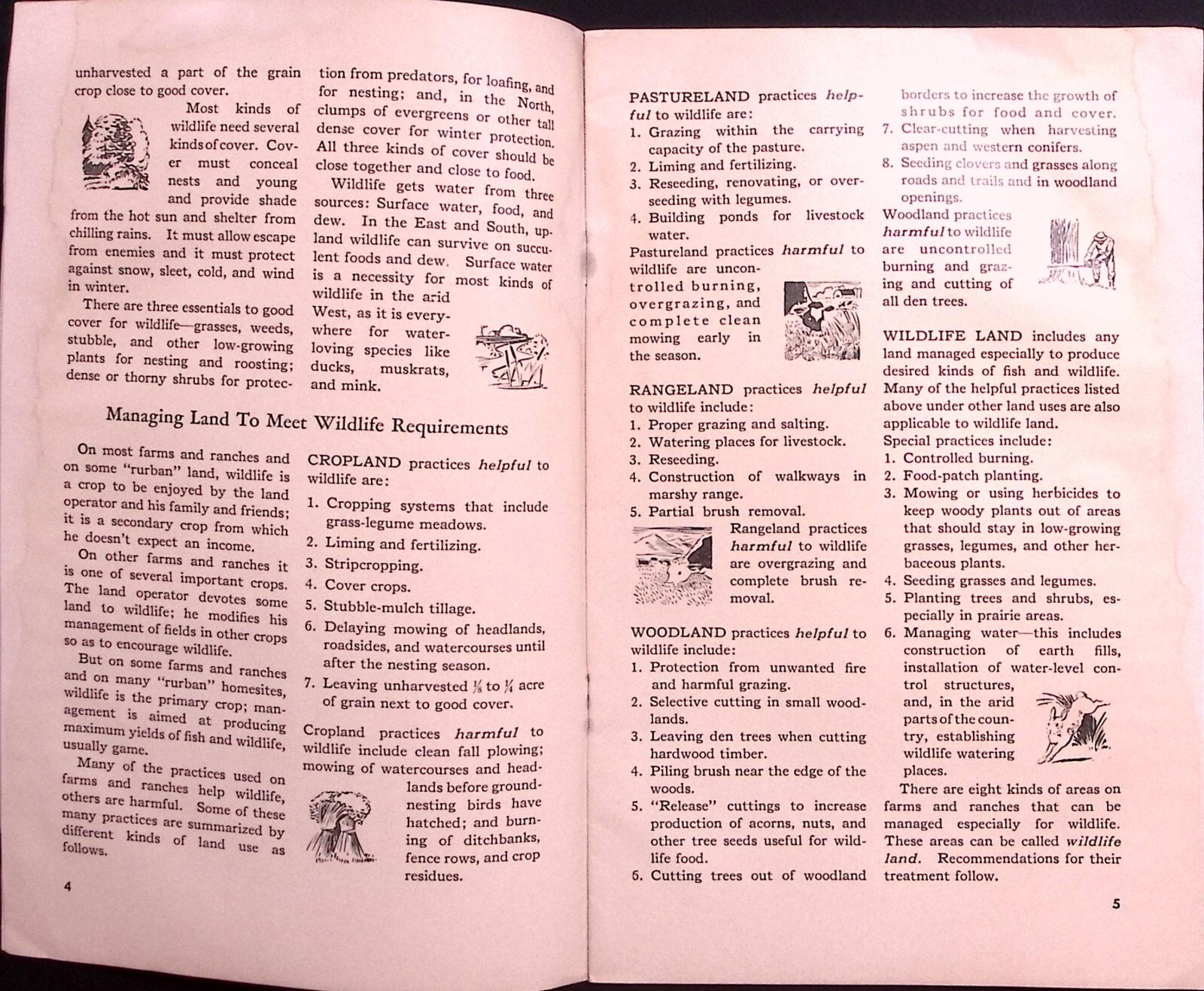 1969 US DEPARTMENT OF AGRICULTURE MAKING LAND PRODUCE USEFUL WILDLIFE BOOKLET Z9