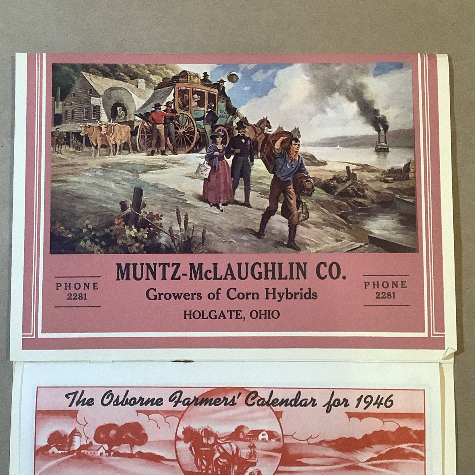 1946 Muntz-McLaughlin Co. Farm Inventory Calendar Holgate OH INV-P0801