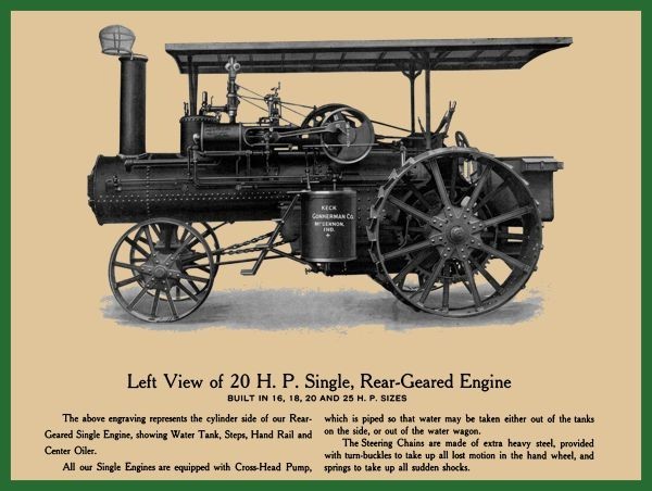Keck Gonnerman 20 hp Steam Tractor NEW Sign 24×30&Prime; USA STEEL