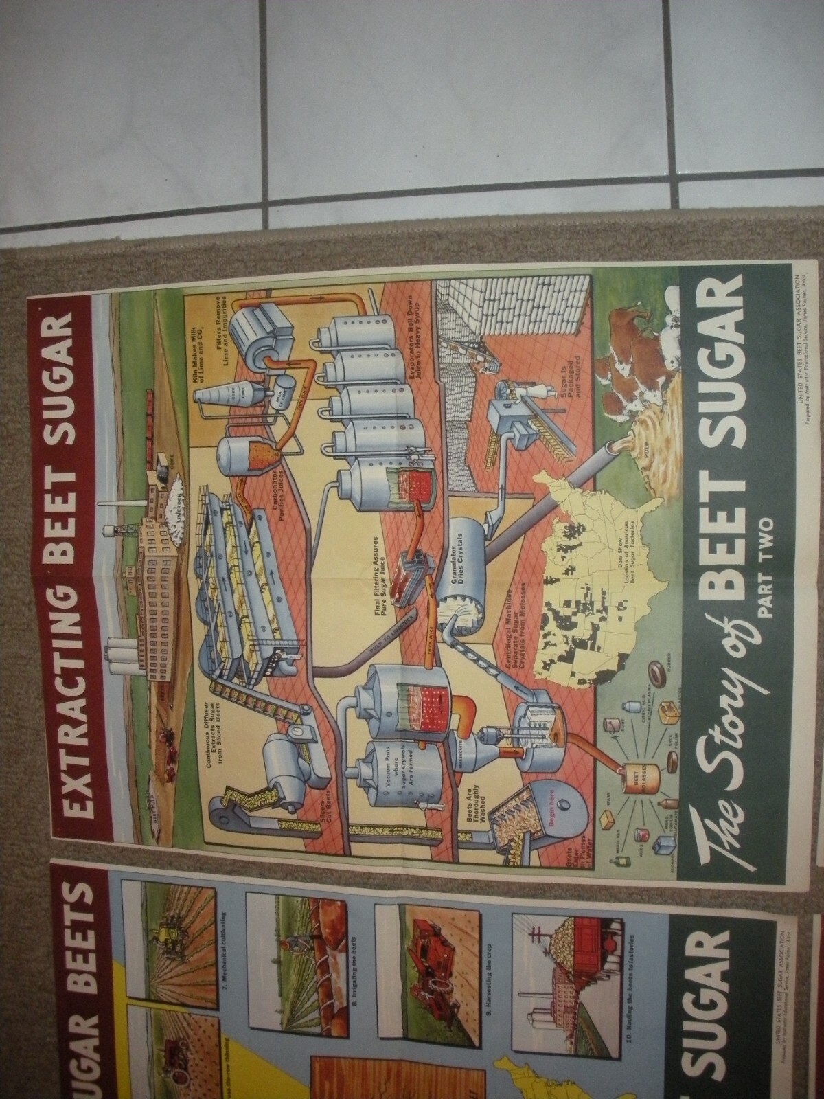 Rare Vintage 1950&rsquo;s? Extracting STORY Beet Sugar food Factory COMPLETE SET OF 4