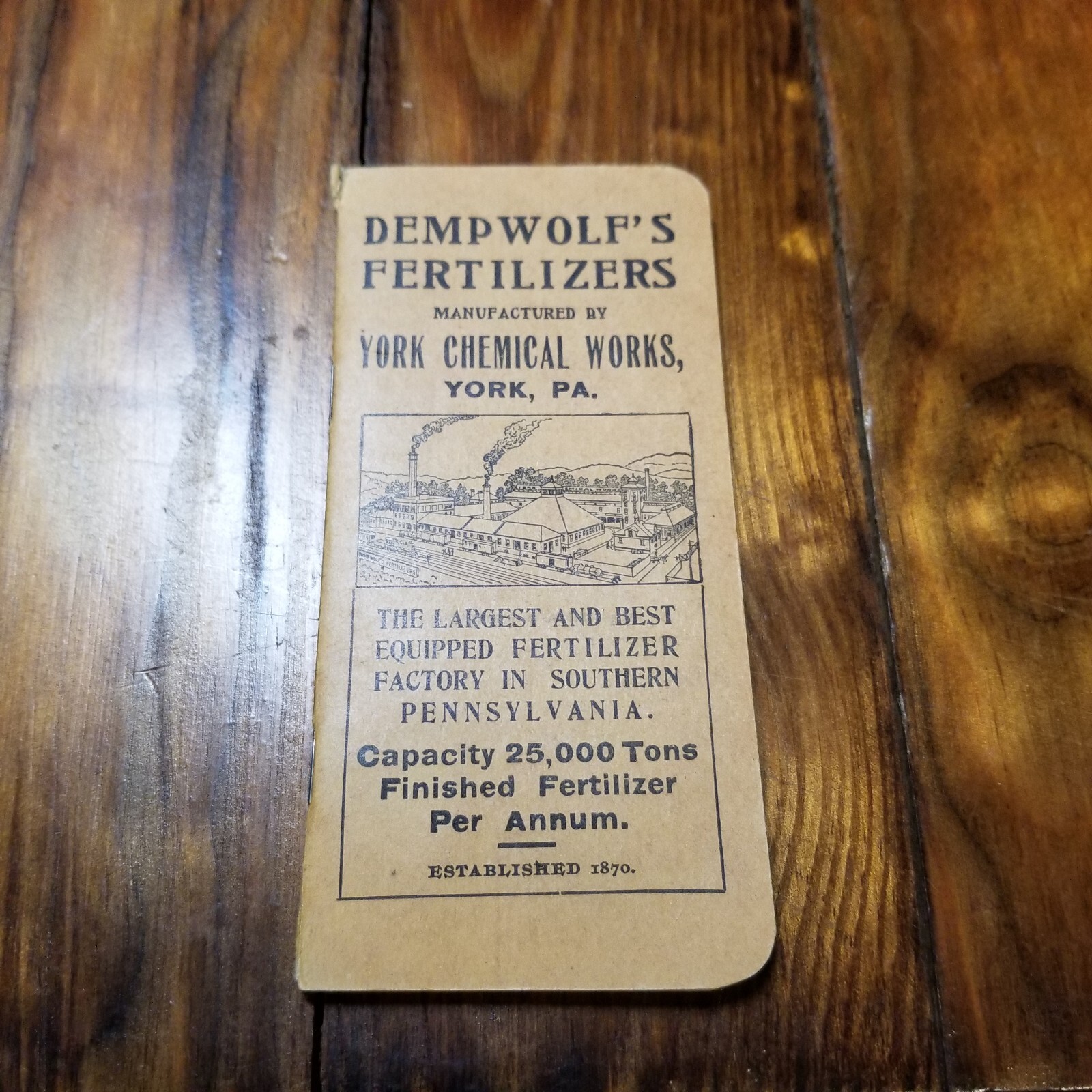 Vtg 1912 Dempwolf&rsquo;s Fertilizers Pocket Notebook York Chemical Works York, Pa CBN