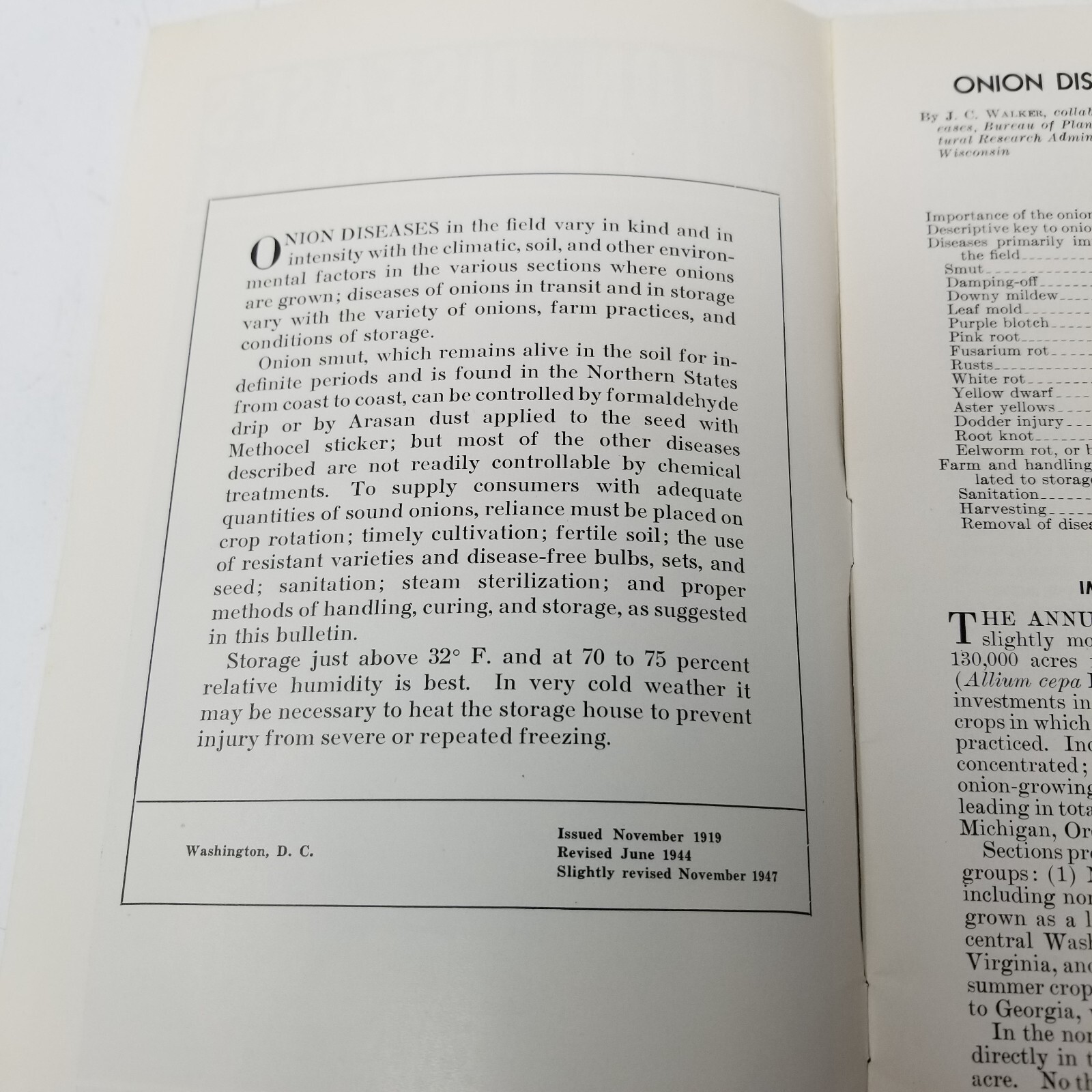 Onion Diseases Control 1947 Farmers&rsquo; Bulletin Booklet 1060 USDA Photos Charts